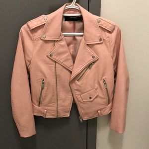 Zara Basics Leather Jacket - Pink XS